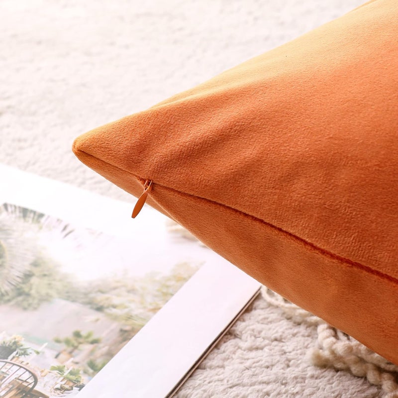 NiNi ALL Decorative Throw Pillow Covers Velvet 24x24 Inch Pack of 2 Orange Cushion Covers Soft for Couch Sofa Bedroom Living Room Outdoor - Image 5