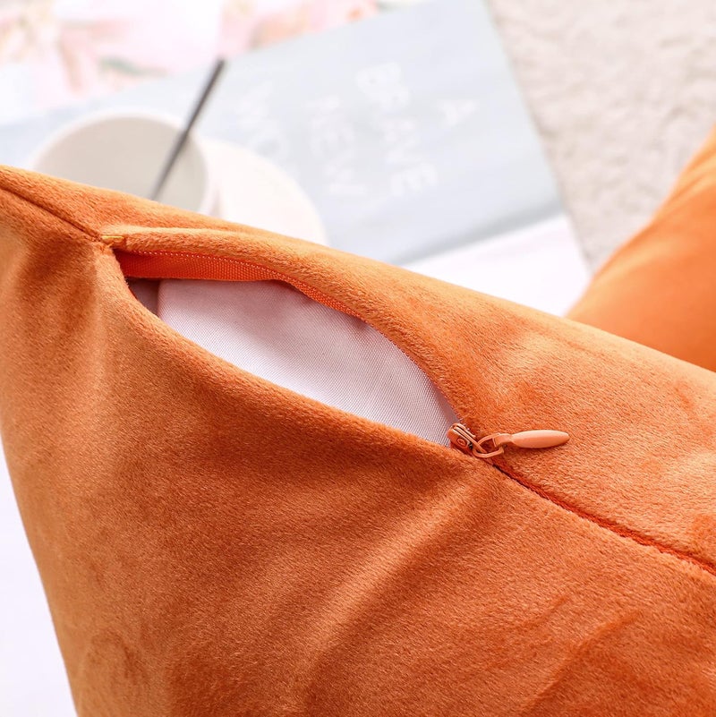NiNi ALL Decorative Throw Pillow Covers Velvet 24x24 Inch Pack of 2 Orange Cushion Covers Soft for Couch Sofa Bedroom Living Room Outdoor - Image 4