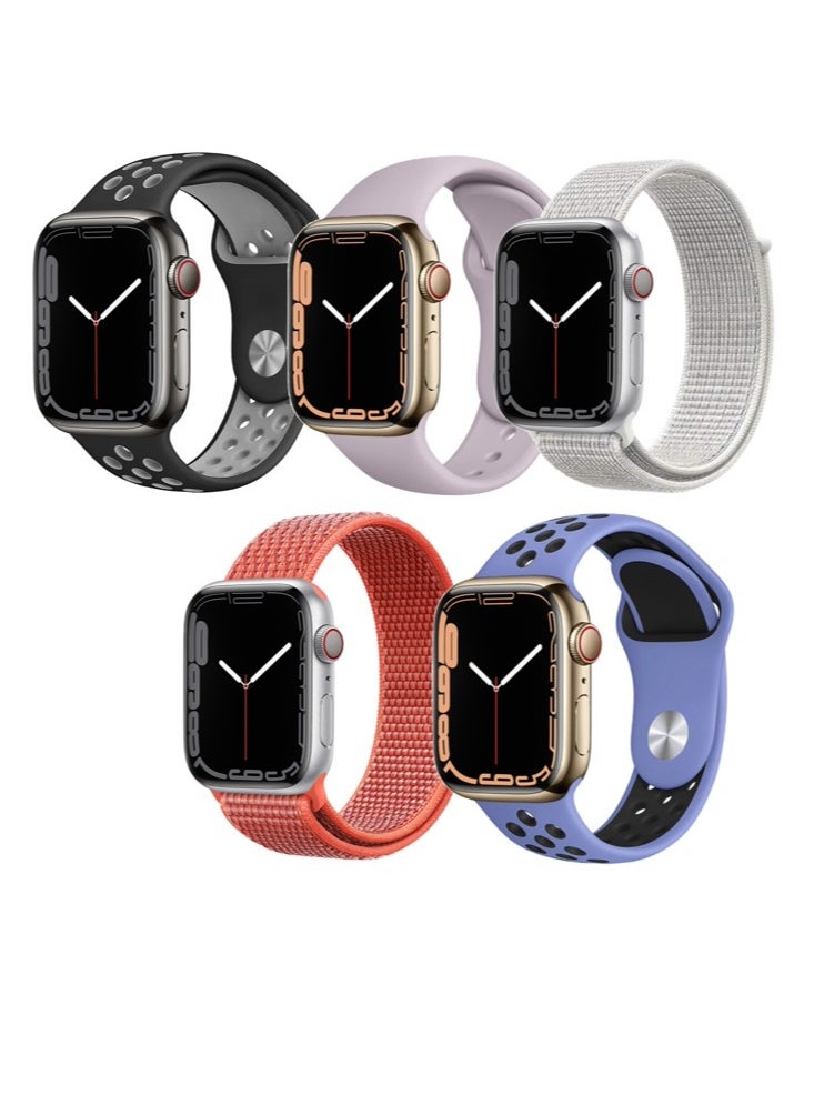 بيرفيي 5 قطع لتبديل سوار الساعة لساعة Apple Watch بأحجام 41/40/38 ملم من السلسلة 8/7/6/5/4/SE.  - Image 1