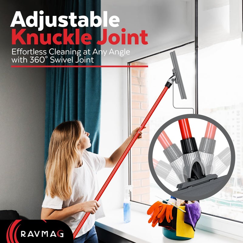 RAVMAG Silicone Floor Squeegee with 55-Inch Long Handle, 12-Inch Single Cast Silicone Blade, 360° Swivel Joint - Multifunction Floor Squeegee for Garage, Concrete Floor, Shower Floor, Glass Windows - Image 2