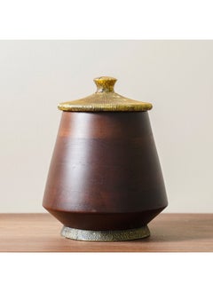 DANUBE HOME Ahsina Trinket Jar Decorative Jars Dish Storage Jar with Lid Candy Sugar Coffee Cookie Jar Brown 20X20X25Cm  - Image 1