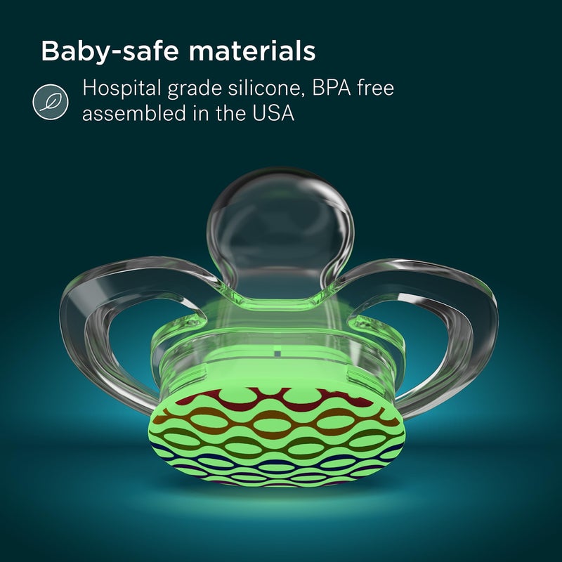 Smilo Baby Christmas Pacifier - 3 Pack of Slimline Dummies for Babies from 9+ Months - 100% Silicone Glow in The Dark Binky BPA Free - Christmas Original - Image 5