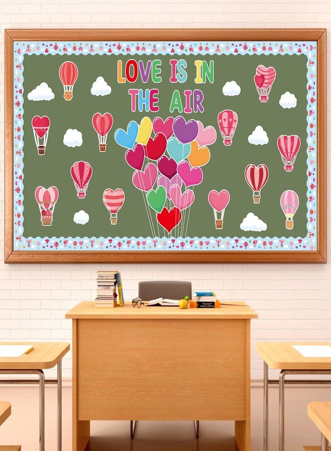 CPicdn 119Pcs Valentine’s Day Hot Air Balloon Heart Bulletin Board Decoration Set Love is in The Air Colorful Hearts Cloud Cutouts Name Tags Chalkboard Wall Decor for School Valentines Party Supplies - Image 4