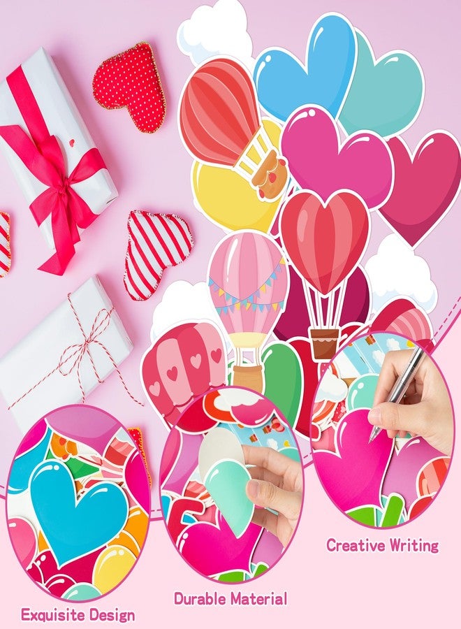 CPicdn 119Pcs Valentine’s Day Hot Air Balloon Heart Bulletin Board Decoration Set Love is in The Air Colorful Hearts Cloud Cutouts Name Tags Chalkboard Wall Decor for School Valentines Party Supplies - Image 3