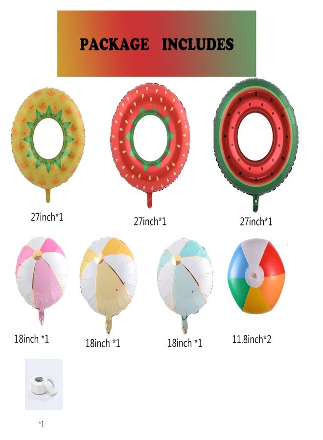 بالونار 8 قطع من بالونات فويل كبيرة الحجم على شكل أناناس وبطيخ وفراولة، مناسبة لحفلات السباحة، وكرات الشاطئ، وحفلات أعياد الميلاد الصيفية، وحفلات هاواي، والعطلات، والحفلات الخارجية (ملونة) - Image 4