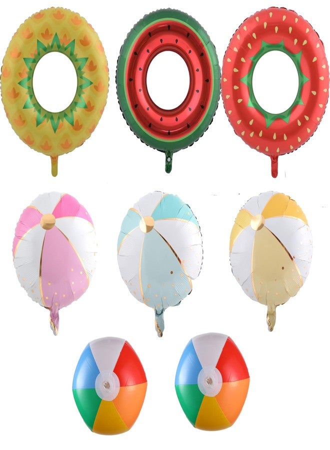 بالونار 8 قطع من بالونات فويل كبيرة الحجم على شكل أناناس وبطيخ وفراولة، مناسبة لحفلات السباحة، وكرات الشاطئ، وحفلات أعياد الميلاد الصيفية، وحفلات هاواي، والعطلات، والحفلات الخارجية (ملونة) - Image 1