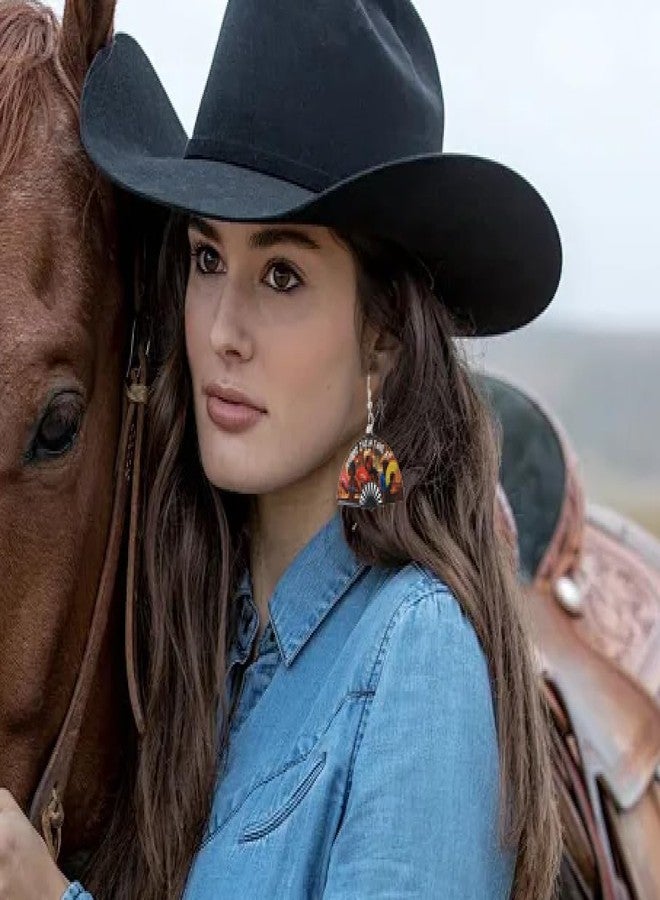 Treayes Where Them Fans at Earring for Cowgirl Cowboy Western Large Festival Fan Shaped Earrings Jewelry Gifts - Image 3