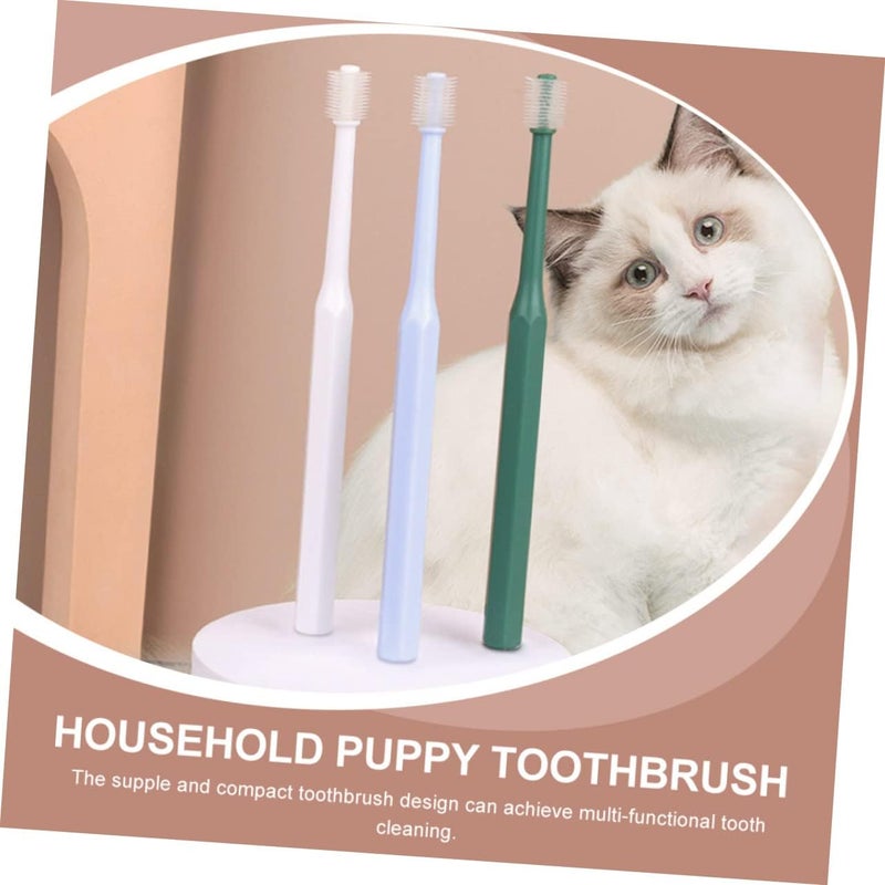 2PCS 360-Degree Manual Puppy Toothbrush Set Lightweight PET Oral Cleaning Brush for Dogs Ergonomic Handle and Soft Bristles - Image 3