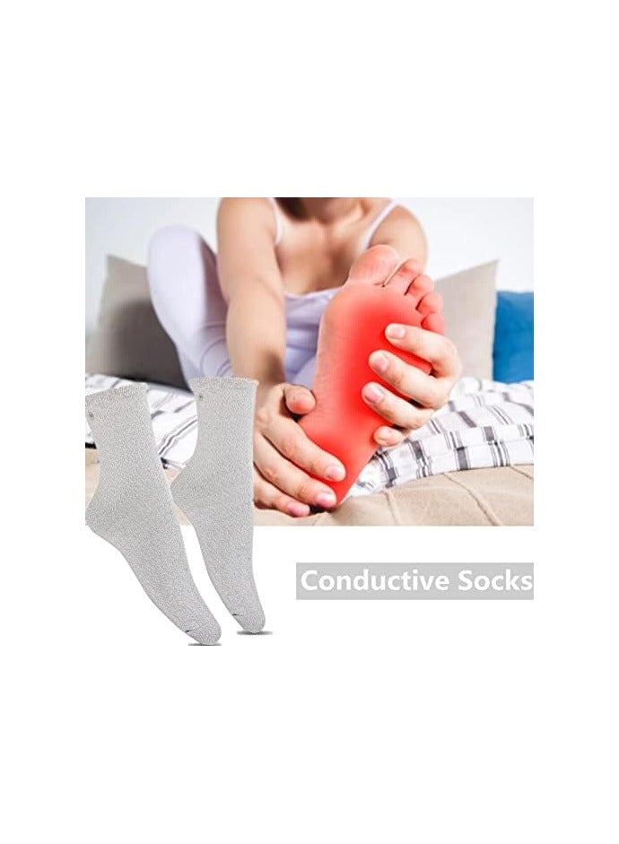 Silver Conductive Massage Socks, Electrode Socks, for TENS/EMS Machine to Stimulate Blood Circulation Sports Injuries Pain Relief for Household Use, Treatment of Foot Nerve and Joint Pain(A Pair) - Image 3