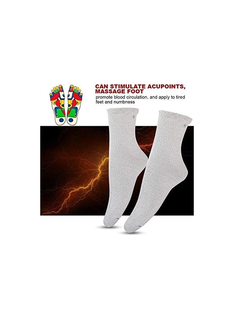 Silver Conductive Massage Socks, Electrode Socks, for TENS/EMS Machine to Stimulate Blood Circulation Sports Injuries Pain Relief for Household Use, Treatment of Foot Nerve and Joint Pain(A Pair) - Image 5