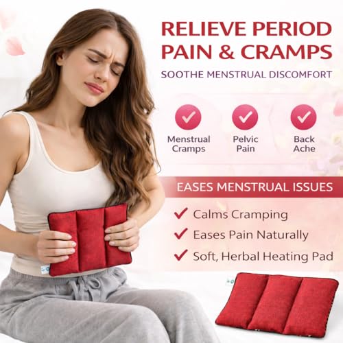 Aksobha Period Pain Relief Heating Pad (Pack of 1) | Microwaveable Hot & Cold Herbal Therapy Pack for Menstrual Cramps | Reusable Natural Cotton Heat Pad for Period Comfort | Maroon - Image 2