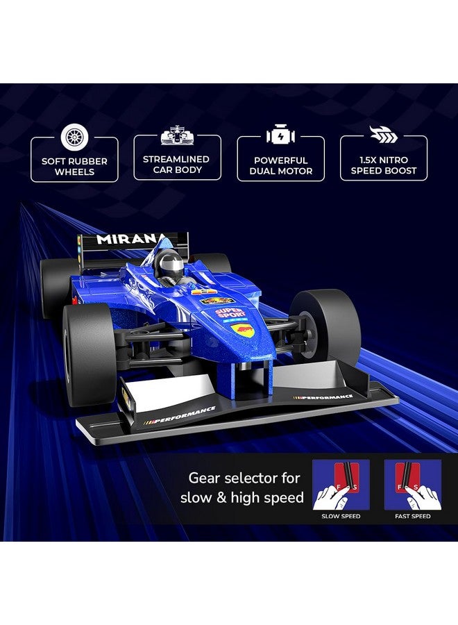 MIRANA Mirana Super Car | USB Rechargable Type-C | in-Built Bluetooth Speaker | 1:12 Size High-Speed Racing Dual Motor RC Car | Long Range Remote & App Controlled Toy for Kids 4+ 5+ 6+ Years (Blue)  - Image 2
