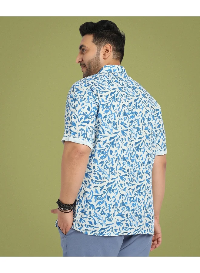 Instafab Plus Men's Blue Foliage Strokes Shirt