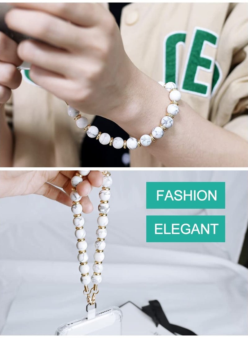 SYOSI Marble Beaded Phone Wrist Strap - Cellphone Lanyard with Tether Tab, Charm Bracelet, Hands-Free Wristlet for Women and Girls - Image 4