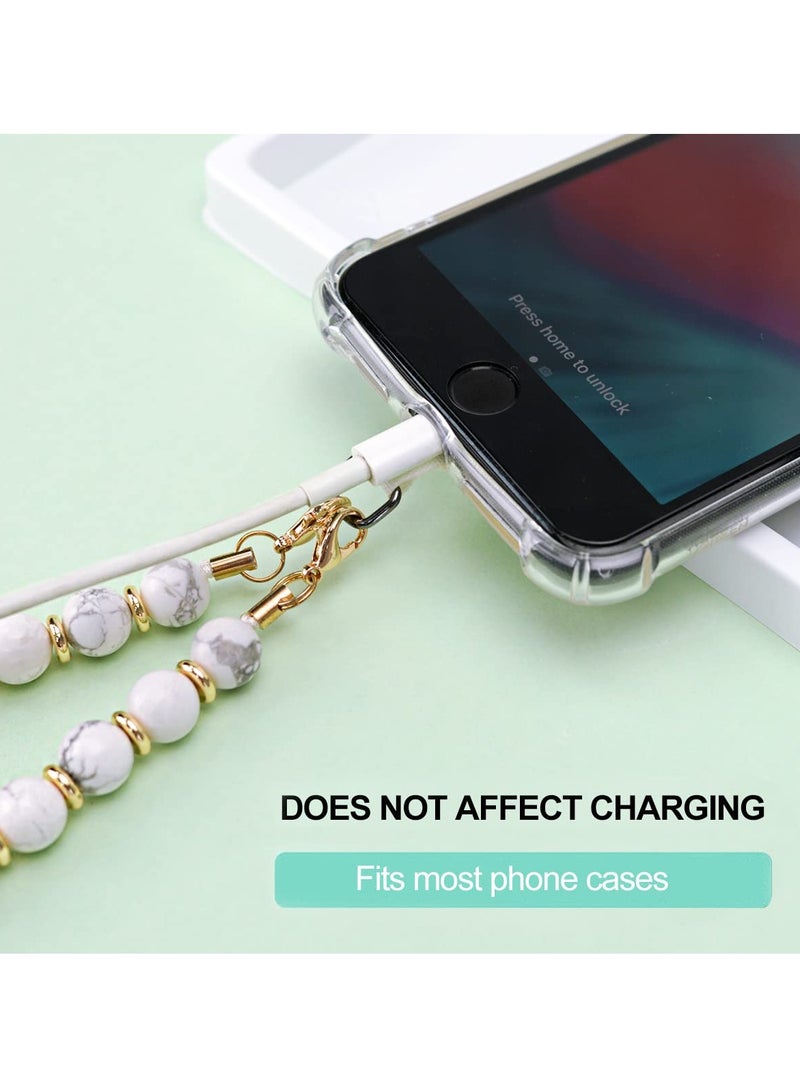 SYOSI Marble Beaded Phone Wrist Strap - Cellphone Lanyard with Tether Tab, Charm Bracelet, Hands-Free Wristlet for Women and Girls - Image 5
