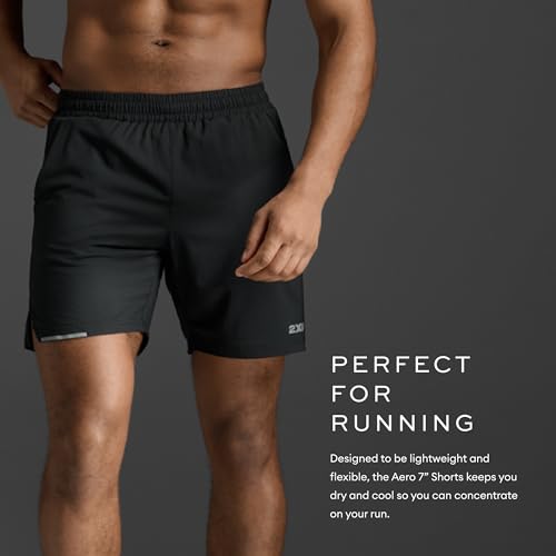2XU Men's Aero 7 Inch Shorts - Powerful Muscle Support and Compression - Black/Silver Reflective - Size Medium - Image 3