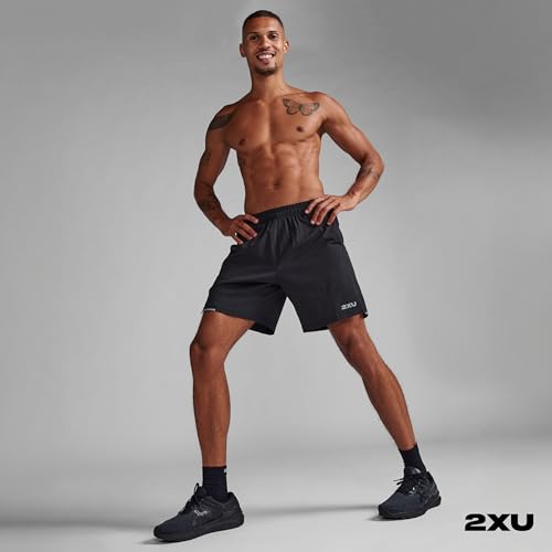 2XU Men's Aero 7 Inch Shorts - Powerful Muscle Support and Compression - Black/Silver Reflective - Size Medium - Image 2