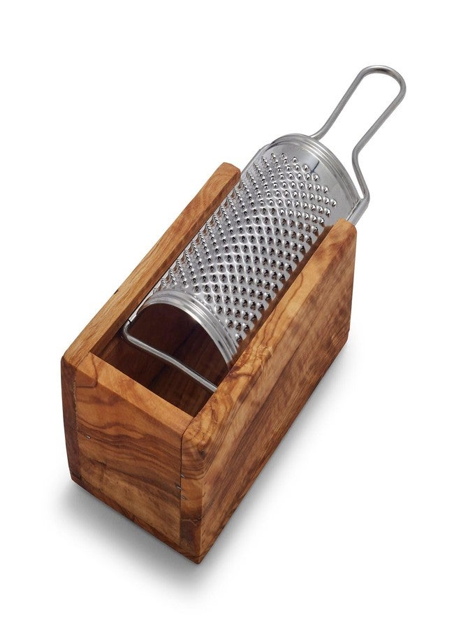 Sur La Table Italian Olivewood Cheese Grater – 9.4" Kitchen-to-Table Tool with Sharp Metal Grate for Parmesan, Romano & Asiago, Handcrafted Box Minimizes Mess, Made in Italy - Image 1