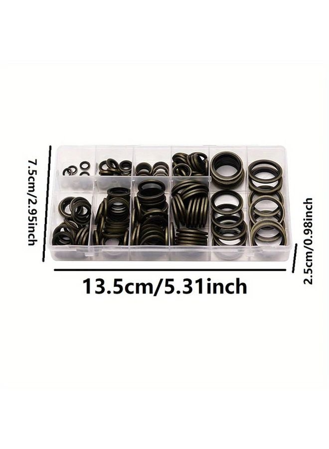 Green 100pcs Metal Bonded Seal Washer Assortment Kit 8 Sizes M6 M8 M10 M12 M14 M16 For Automotive Bearings Pumps - Image 4