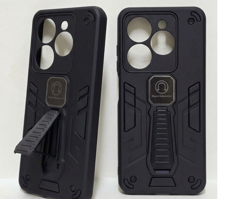 A highly durable, shock-resistant back cover with a built-in kickstand and magnetic adhesive. Compatible With phone Infinix Smart 8 ,An Excellent Choice For Those Who Appreciate Luxury. - Image 1