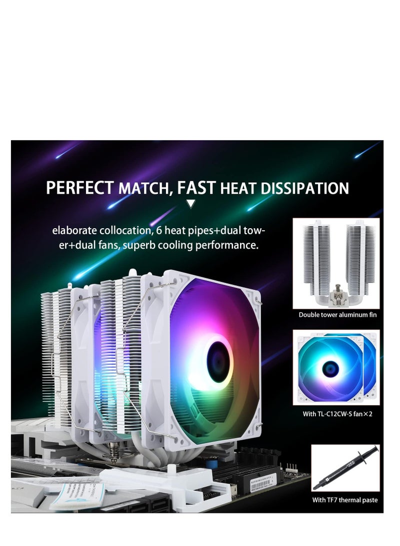 Thermalright Thermalright Peerless Assassin 120 SE ARGB White CPU Air Cooler, 6 Heat Pipes CPU Cooler, Dual 120mm TL-C12CW-S PWM Fan, AGHP Technology, for AMD AM4/AM5/Intel LGA1700/1150/1151/1155/1200 - Image 2