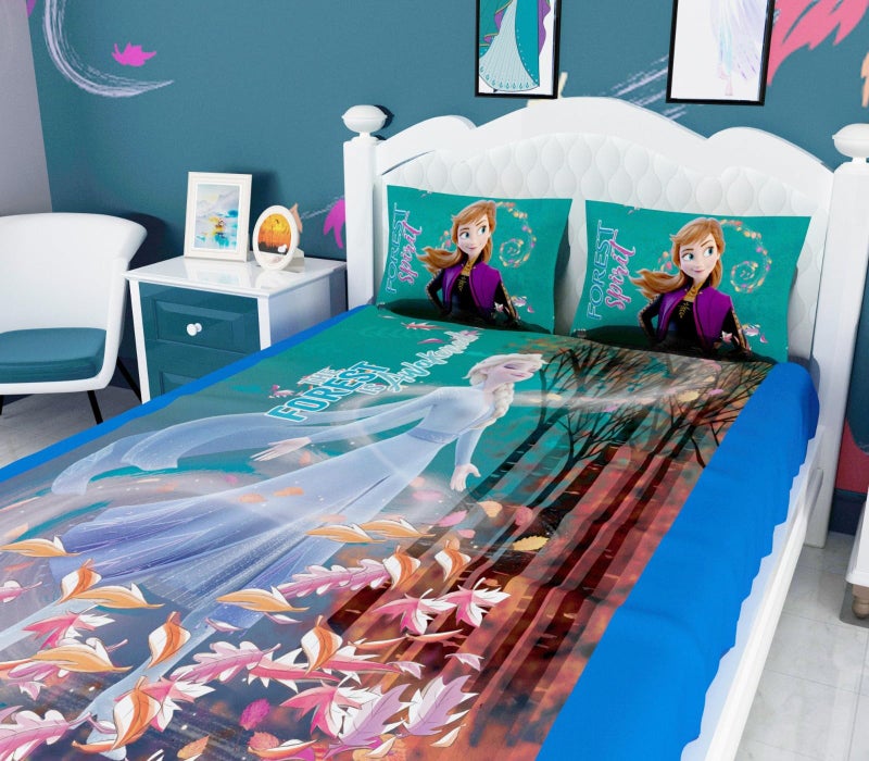 Athom Living Disney Frozen مغامرة الغابة طقم ملاءة سرير مزدوج للأطفال مع 2 غطاء وسادة - Image 3