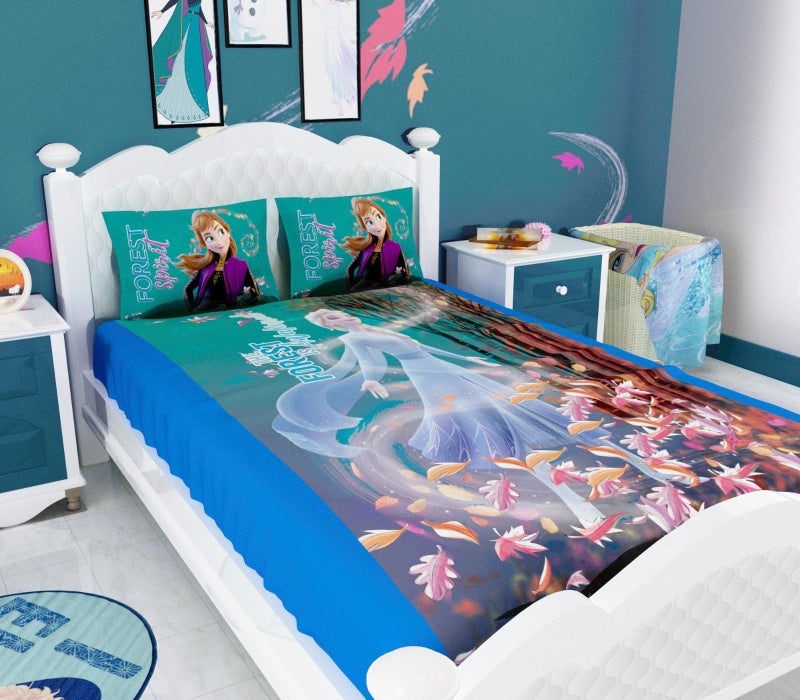 Athom Living Disney Frozen مغامرة الغابة طقم ملاءة سرير مزدوج للأطفال مع 2 غطاء وسادة - Image 2