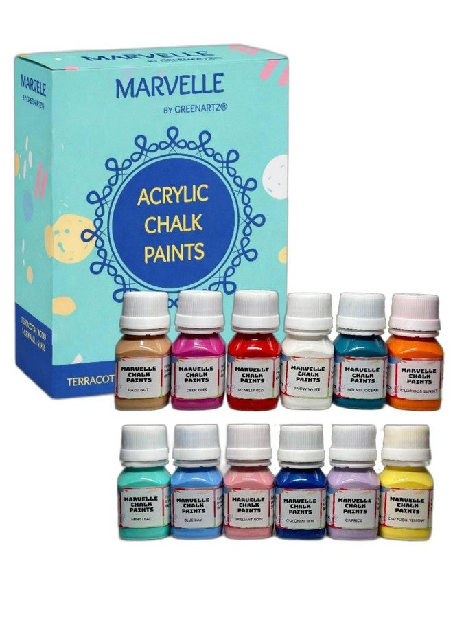 GREENARTZ MARVELLE Chalk Paint Set – 12 Colours (25ml Each) | Ultra Matte Acrylic Chalk Finish | Furniture & DIY Craft Paint for Wood, MDF, Canvas, Glass & Terracotta | Water-Based, Quick Dry - Image 1