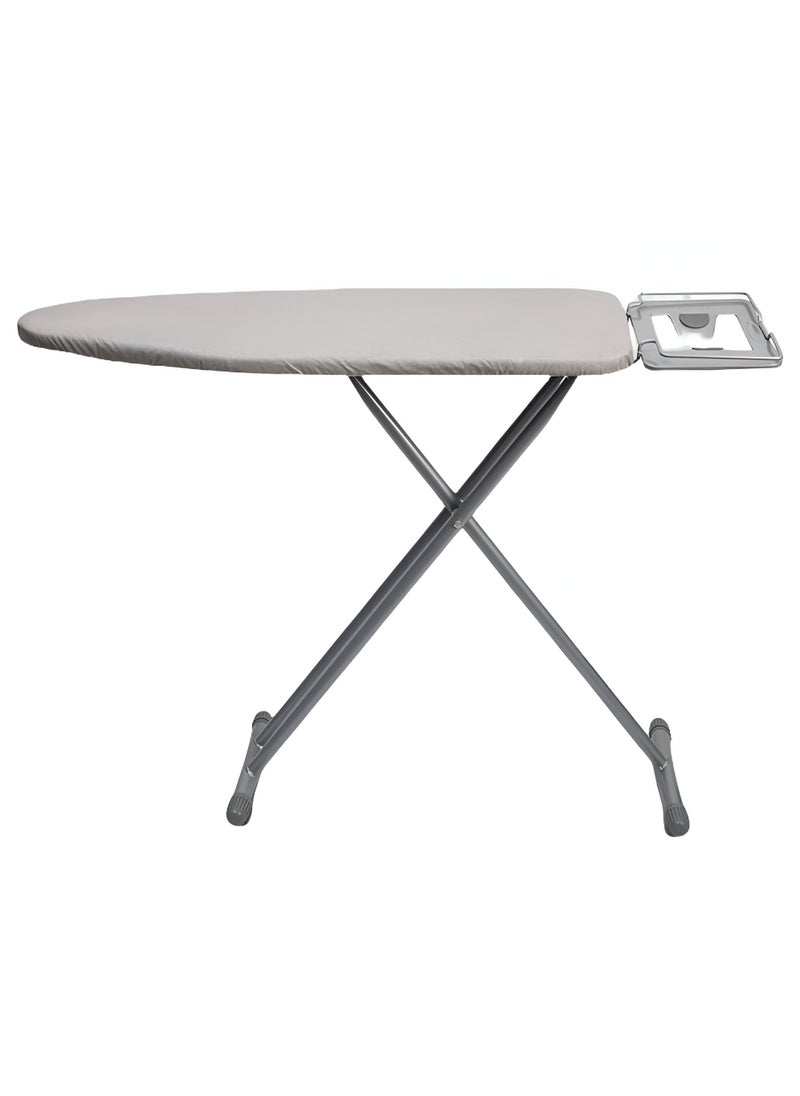 ESSENTIALS 360 Strong 110x30cm Wobble Free Ironing Board , Adjustable Height, Foldable with Slicone Paded Iron Rest, Heavy Duty 32mm and 25mm Metal Frame, Space-Saving for Home, Laundry Room, Dorm Use – Grey  - Image 1