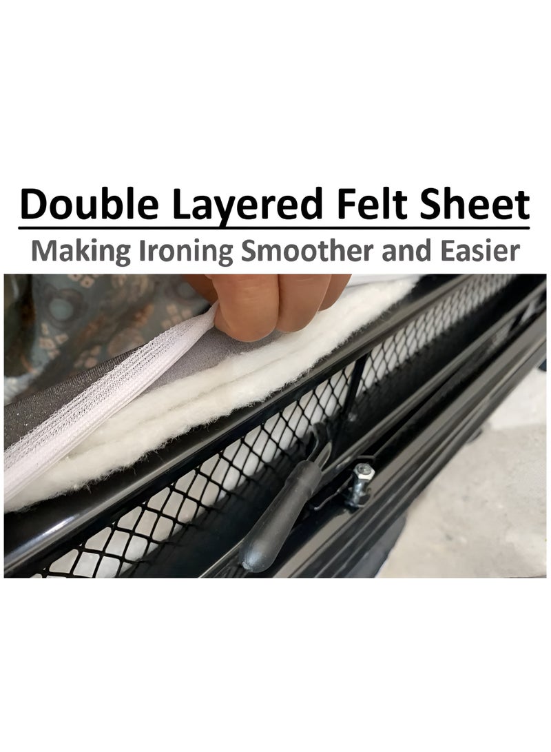 ESSENTIALS 360 Strong  Wobble Free Ironing Board 110 x 33 cm, Adjustable Height, Foldable with Slicone Paded Iron Rest, Heavy Duty 32mm and 25mm Metal Frame, Space-Saving for Home, Laundry Room, Dorm Use – Grey - Image 2