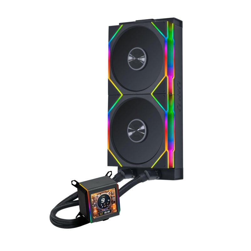 Lian Li Galahad II LCD 280mm AIO Asetek 8th Gen Liquid Cooler 2 X 140mm RGB Fans 24 GHz Wireless Control 288 IPS LCD Screen PreInstalled DaisyChained TL Fans Black GA2ALCD28TLB - Image 2