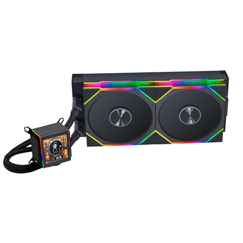 Lian Li Galahad II LCD 280mm AIO Asetek 8th Gen Liquid Cooler 2 X 140mm RGB Fans 24 GHz Wireless Control 288 IPS LCD Screen PreInstalled DaisyChained TL Fans Black GA2ALCD28TLB - Image 3