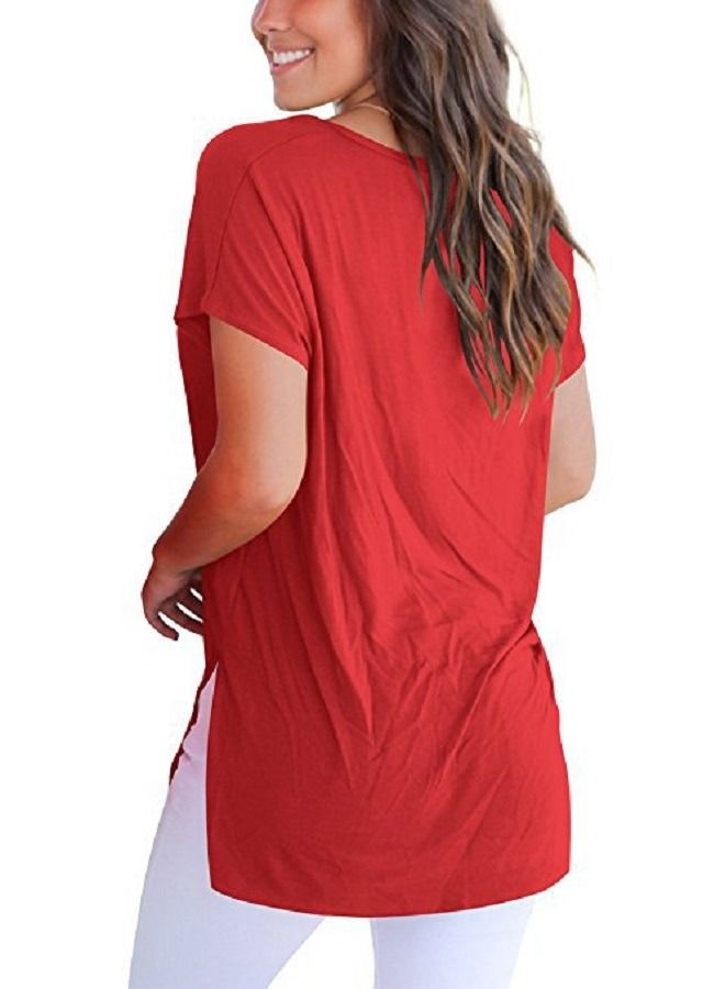 Loquat Women's Front Short Back Long Side Seam Split T-Shirt - Image 2