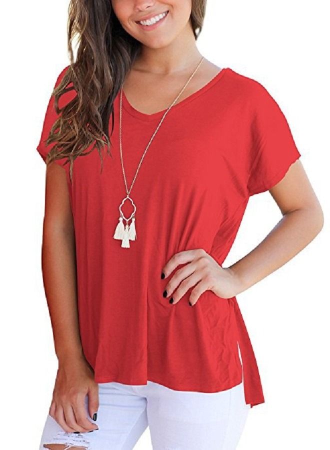 Loquat Women's Front Short Back Long Side Seam Split T-Shirt - Image 1