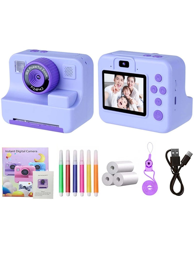 MOCOM Kids Instant Print Camera - 1080P HD Digital Video Camera with Printer, 2.4" Screen, Time-Lapse, Selfie Dual-Lens, Inkless Printing, Fun Filters & Frames, Includes 2 Print Papers, Perfect Birthday Gift for Boys & Girls Ages 3-16  - Image 1