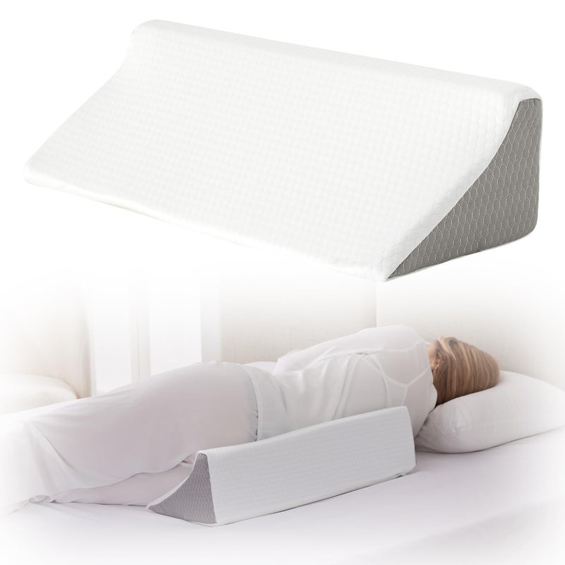 Bedluxe Wedge Pillow for Side Sleeping Comfort Foam Back Pillow for Side Sleeper Bed Wedges Body Positioners for After Surgery Pregnancy Support Back Pain Preventing Bedsores WhiteGrey - Image 3