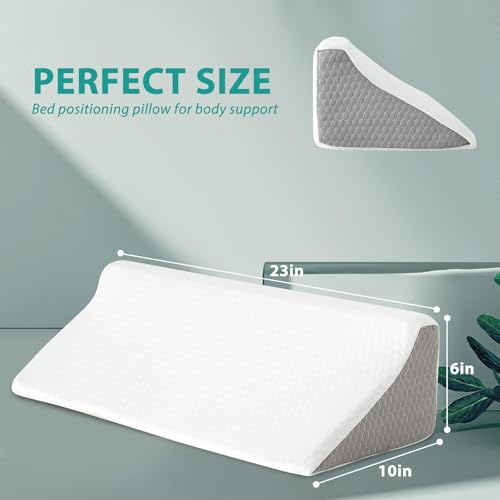 Bedluxe Wedge Pillow for Side Sleeping Comfort Foam Back Pillow for Side Sleeper Bed Wedges Body Positioners for After Surgery Pregnancy Support Back Pain Preventing Bedsores WhiteGrey - Image 5