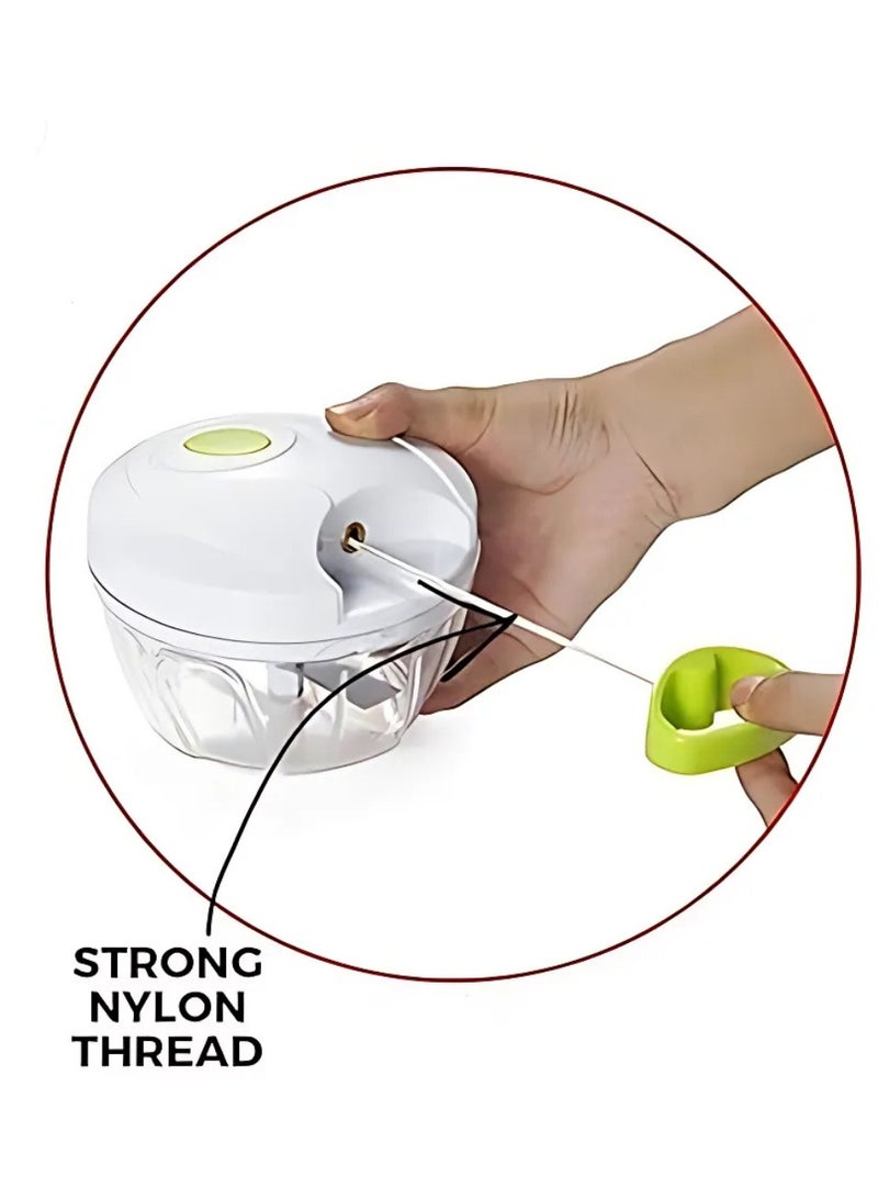 Supplier Manual Food Chopper with Pull String | 400ml Capacity, White and Green - Image 5