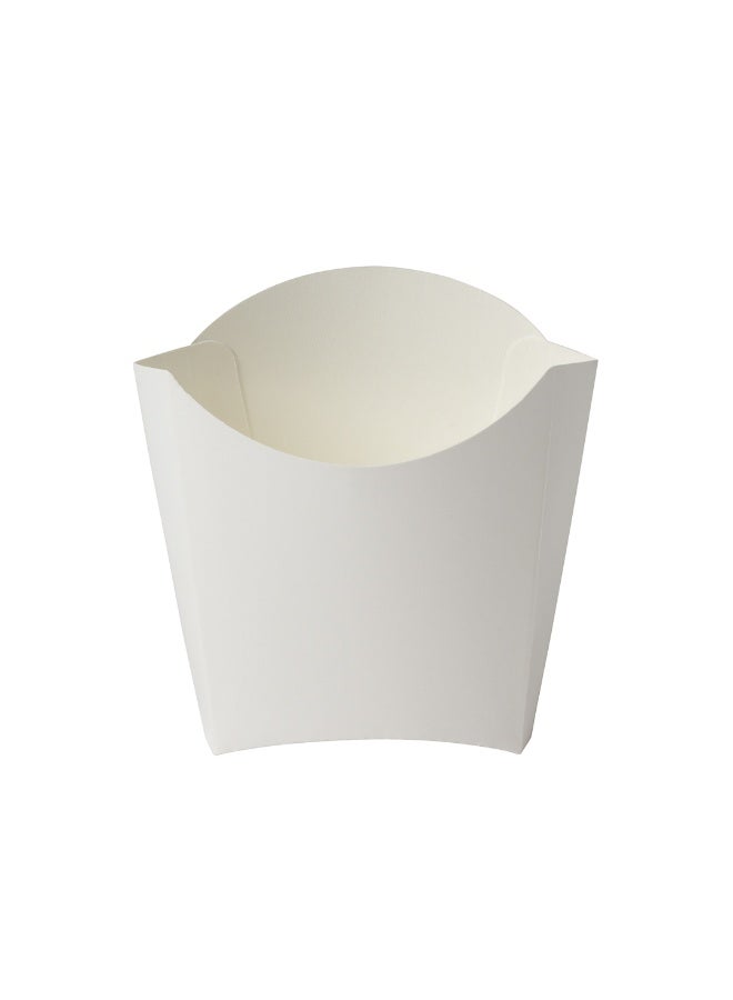 Restaurantware Bio Tek 4.5 x 3.2 x 3.9 Inch French Fry Cup, 100 Disposable Snack Cups - Stackable, Sustainable, White Paper 3 Ounce Fry Holder, For Fries, Onion Rings, Popcorn, or Cookies - Image 1