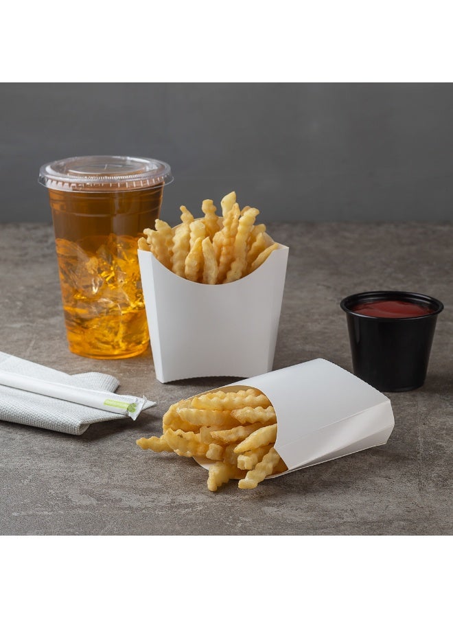 Restaurantware Bio Tek 4.5 x 3.2 x 3.9 Inch French Fry Cup, 100 Disposable Snack Cups - Stackable, Sustainable, White Paper 3 Ounce Fry Holder, For Fries, Onion Rings, Popcorn, or Cookies - Image 5