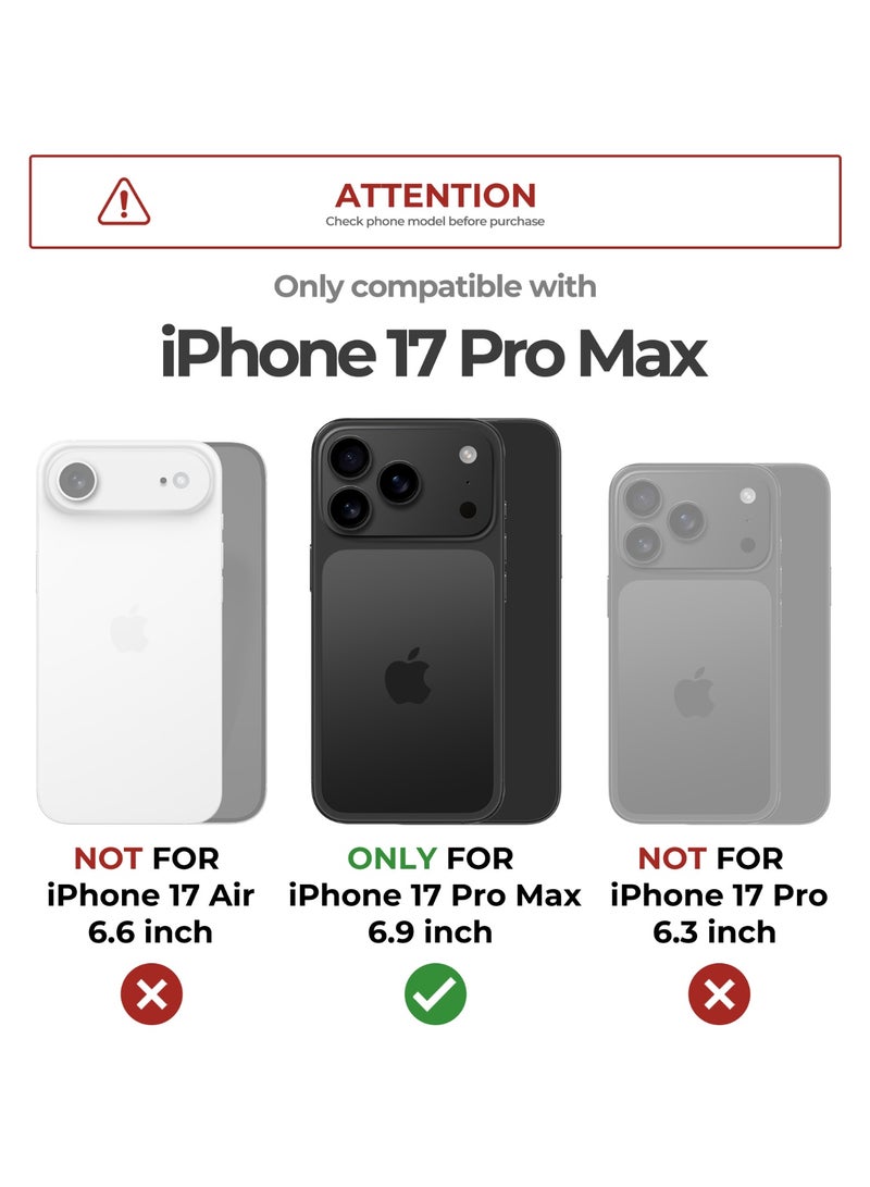 جراب مغناطيسي لهاتف iPhone 17 Pro Max، مع غطاء للكاميرا وحامل، أسود - Image 2