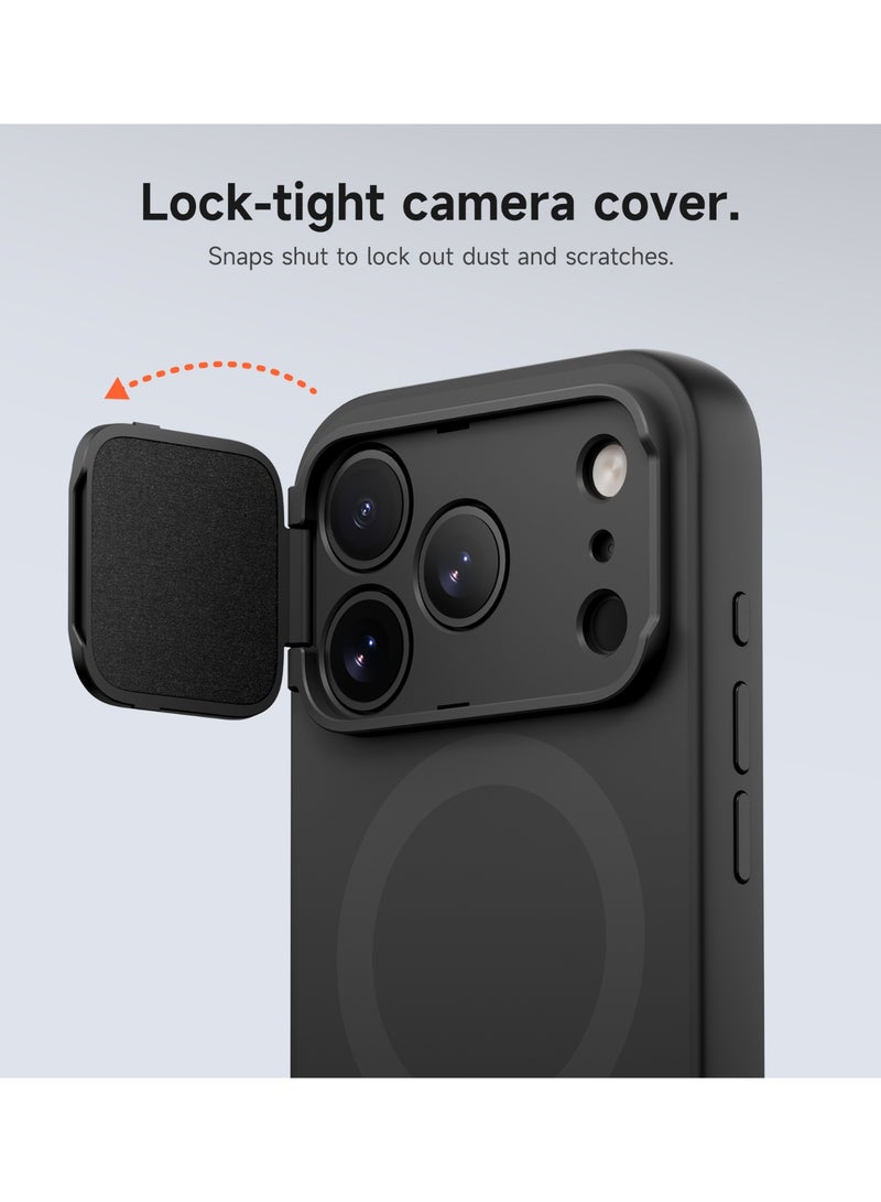 جراب مغناطيسي لهاتف iPhone 17 Pro Max، مع غطاء للكاميرا وحامل، أسود - Image 4