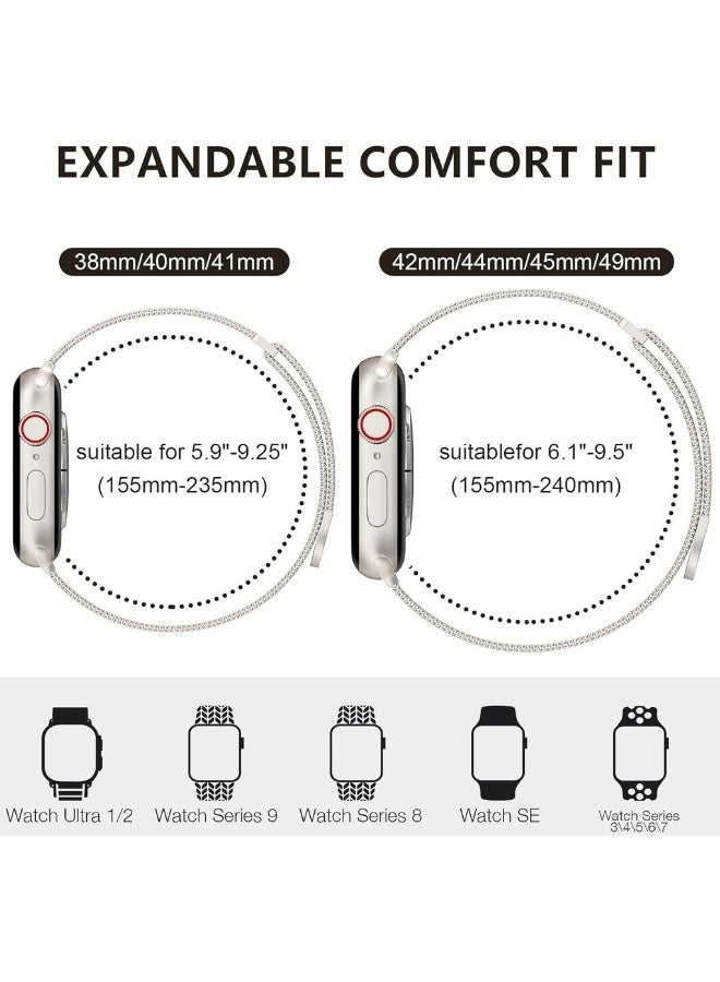 سوار ساعة Apple Watch Band 49 مم 45 مم 44 مم 42 مم 41 مم 40 مم 38 مم للنساء والرجال، سوار معصم معدني مغناطيسي من الفولاذ المقاوم للصدأ متوافق مع سلسلة IWatch Ultra 2/1 - Image 3