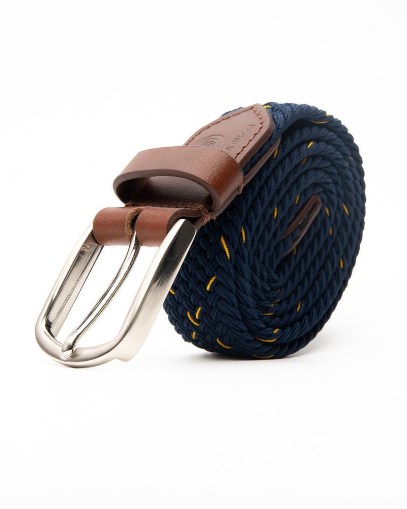 Bacca Bucci Infinite Stretch Belt Versatile, Elegant & Custom-Fit for Every Waist Navy with Ember Striped - Image 4