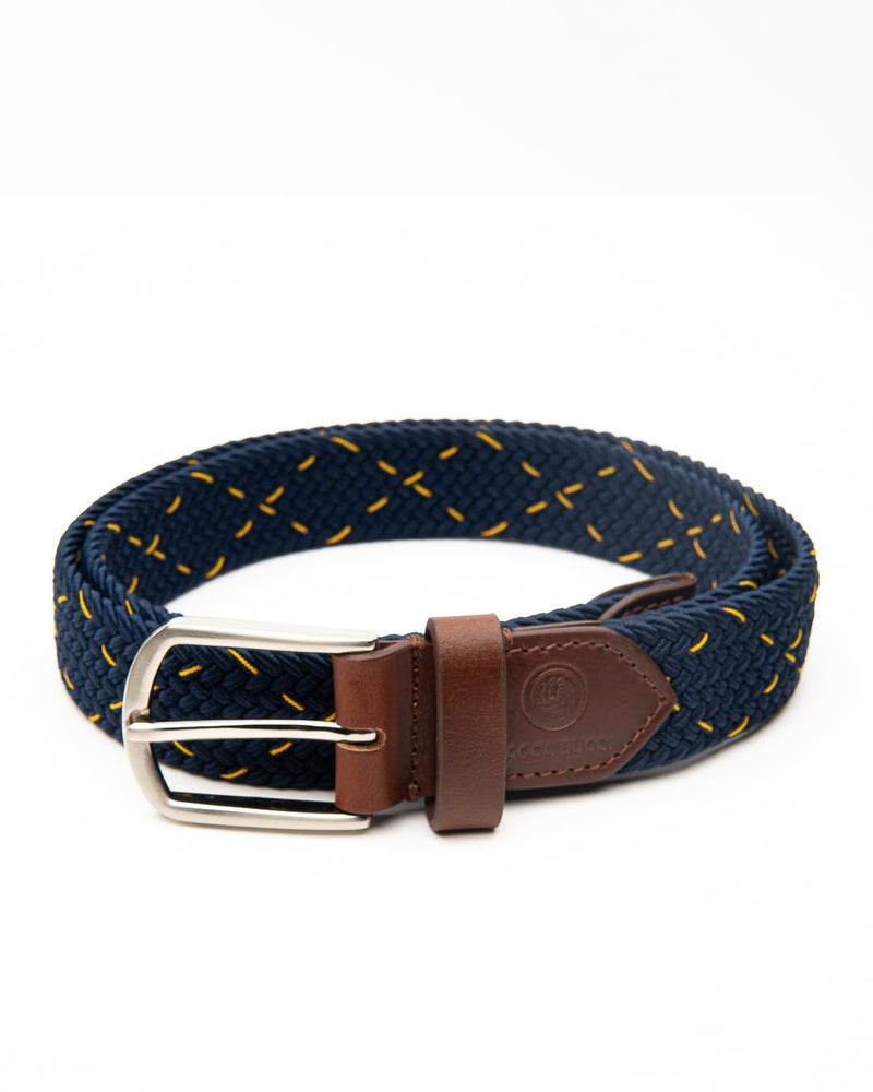 Bacca Bucci Infinite Stretch Belt Versatile, Elegant & Custom-Fit for Every Waist Navy with Ember Striped - Image 3