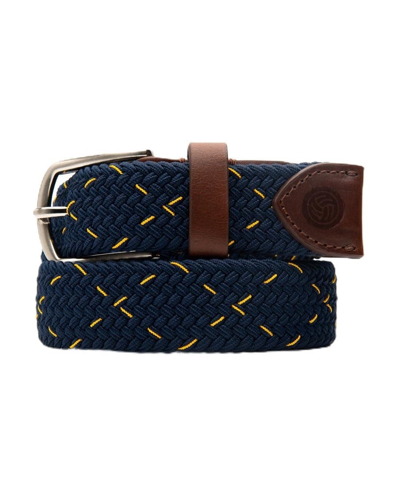 Bacca Bucci Infinite Stretch Belt Versatile, Elegant & Custom-Fit for Every Waist Navy with Ember Striped - Image 1