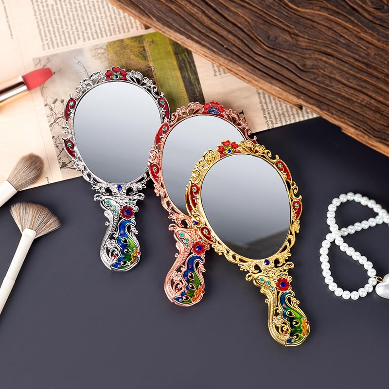 BYVUTE Handheld Mirror Set, Vintage Makeup Mirror and Comb Antique Vanity Mirror Cosmetic Decorative Embossed Hair Brush Gift for Women Girls (Castle 2) - Image 3