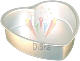 DiBha Aluminium Heart/ Dil Shape Cakes Pastry Moulds/ Baking Tins Pan, Set of 1 - 6x6x2.5 inch for Oven - Image 1