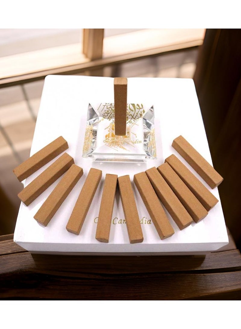 Bakhoor BoSidin Bakhoor Incense Luxury Gift Box, 12 pieces Cambodian Square Oud Sticks with Elegant Crystal Incense Holder Premium Agarwood Fragrance - Image 1