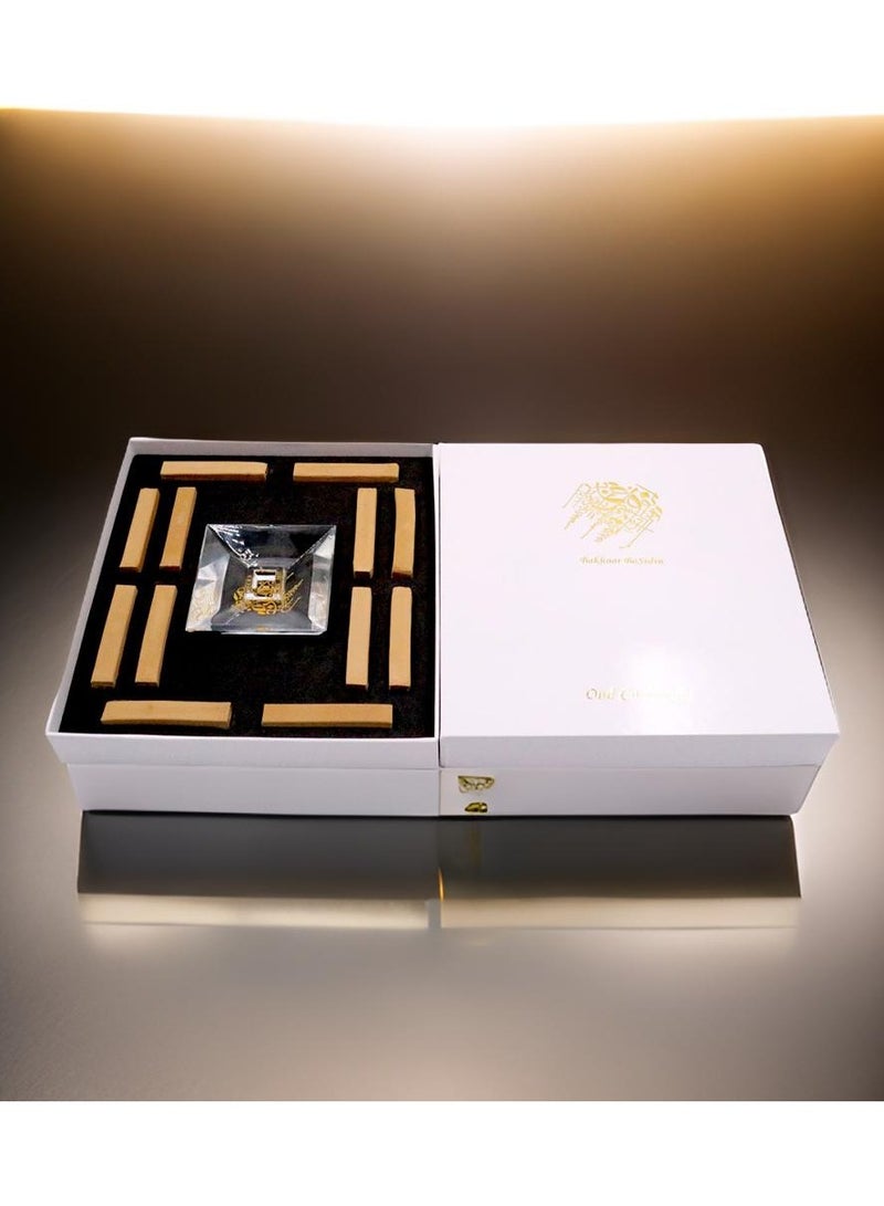 Bakhoor BoSidin Bakhoor Incense Luxury Gift Box, 12 pieces Cambodian Square Oud Sticks with Elegant Crystal Incense Holder Premium Agarwood Fragrance - Image 3